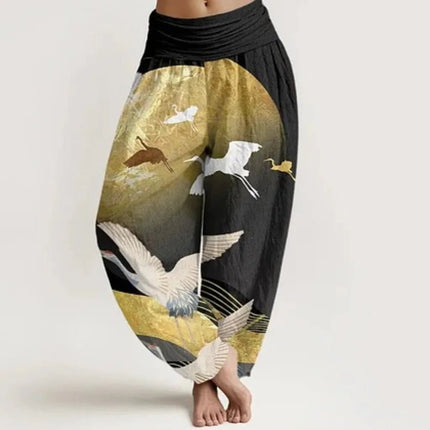 Harem Pants Women Cozy Floral Striped Cuffed Thai Pants - Harem Pants - Modx - Mad Fly Essentials