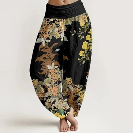 Harem Pants Women Cozy Floral Striped Cuffed Thai Pants - Harem Pants - Modx - Mad Fly Essentials