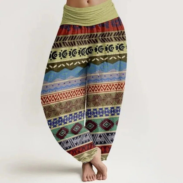 Harem Pants Women Cozy Floral Striped Cuffed Thai Pants - Harem Pants - Modx - Mad Fly Essentials