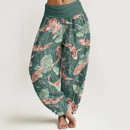 Harem Pants Women Cozy Floral Striped Cuffed Thai Pants - Harem Pants - Modx - Mad Fly Essentials