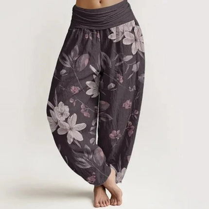 Harem Pants Women Cozy Floral Striped Cuffed Thai Pants - Harem Pants - Modx - Mad Fly Essentials