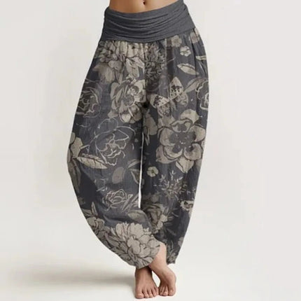 Harem Pants Women Cozy Floral Striped Cuffed Thai Pants - Harem Pants - Modx - Mad Fly Essentials