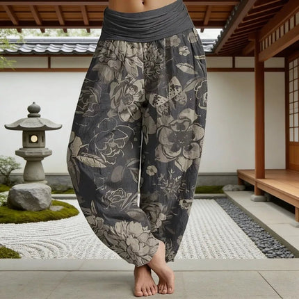 Harem Pants Women Cozy Floral Striped Cuffed Thai Pants - Harem Pants - Modx - Mad Fly Essentials