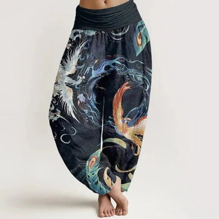 Harem Pants Women Cozy Floral Striped Cuffed Thai Pants - Harem Pants - Modx - Mad Fly Essentials