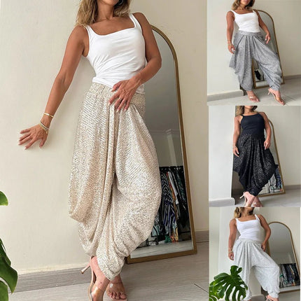 Harem Pants Women Sequin Drop Crotch Fashion Pants - Harem Pants - Eliza - Mad Fly Essentials
