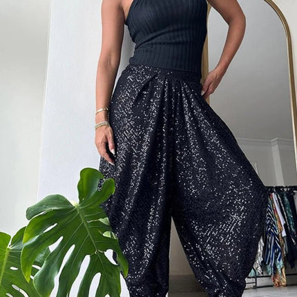 Harem Pants Women Sequin Drop Crotch Fashion Pants - Harem Pants - Eliza - Mad Fly Essentials