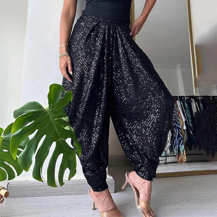 Harem Pants Women Sequin Drop Crotch Fashion Pants - Harem Pants - Eliza - Mad Fly Essentials