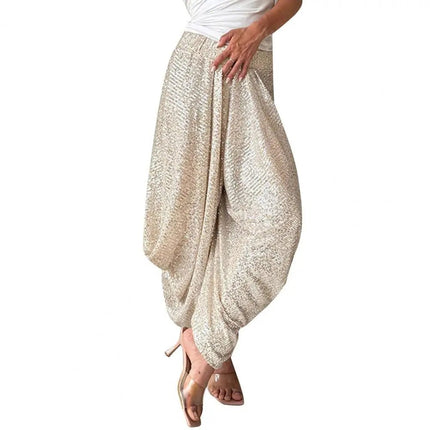 Harem Pants Women Sequin Drop Crotch Fashion Pants - Harem Pants - Eliza - Mad Fly Essentials