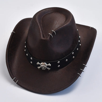 Hat Men Vintage Leather Cowboy Hat - Hat - LDSLYJR - Mad Fly Essentials