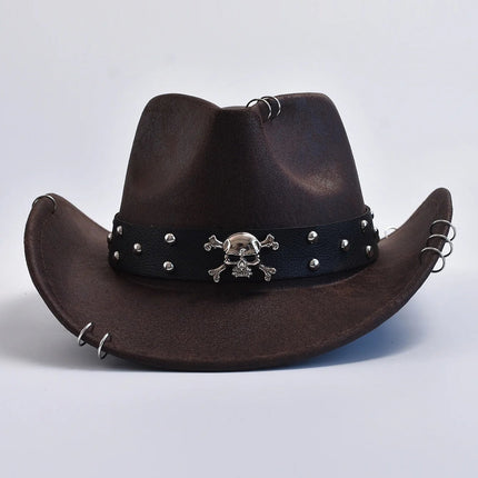 Hat Men Vintage Leather Cowboy Hat - Hat - LDSLYJR - Mad Fly Essentials
