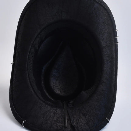 Hat Men Vintage Leather Cowboy Hat - Hat - LDSLYJR - Mad Fly Essentials