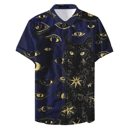 Hawaiian Shirt Men 3D Cat Vintage Astrology Tee - Hawaiian Shirt - TrendSetter - Mad Fly Essentials