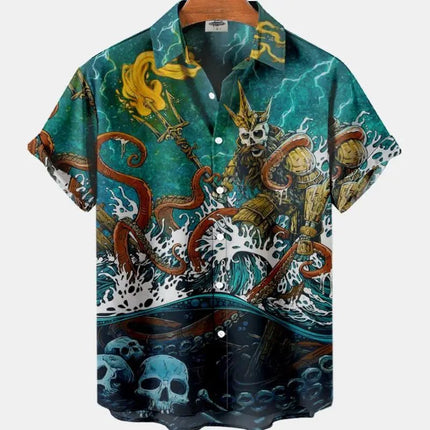 Hawaiian Shirt Men Animal Octopus Short Party Shirt - Hawaiian Shirt - Owlstream - Mad Fly Essentials