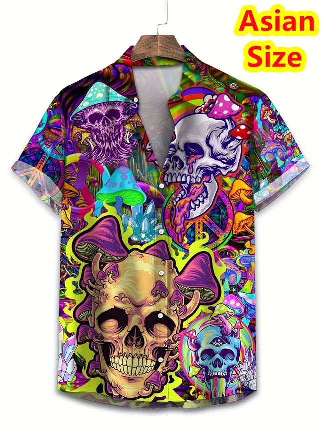 Hawaiian Shirt Men Cool Skull Graphic Tee - Hawaiian Shirt - Metaphor - Mad Fly Essentials