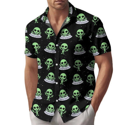 Hawaiian Shirt Men Funny Alien 3D Streetwear - Hawaiian Shirt - King Billion - Mad Fly Essentials