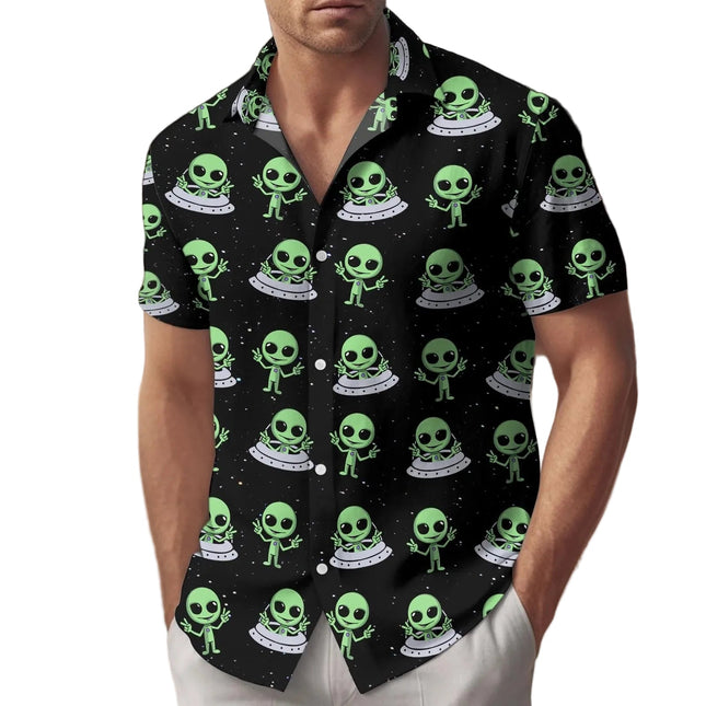 Hawaiian Shirt Men Funny Alien 3D Streetwear - Hawaiian Shirt - King Billion - Mad Fly Essentials