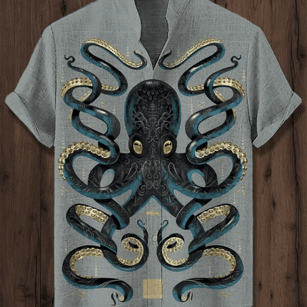 Hawaiian Shirt Men TIKI Red Octopus 3D Animal Shirt - Hawaiian Shirt - Wuiliy - Mad Fly Essentials