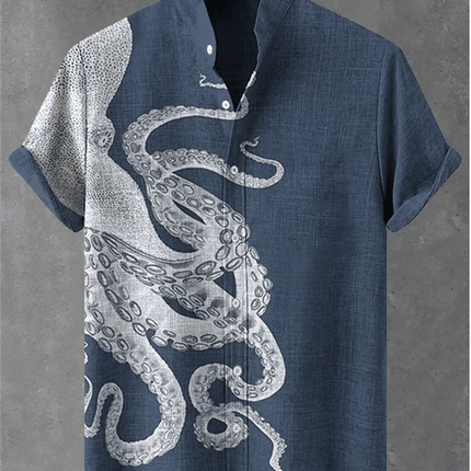 Hawaiian Shirt Men TIKI Red Octopus 3D Animal Shirt - Hawaiian Shirt - Wuiliy - Mad Fly Essentials