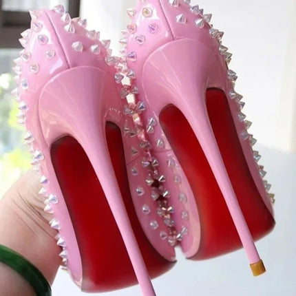 High Heels 12cm Pointed Shallow Rivet Heels - High Heels - Liyke - Mad Fly Essentials