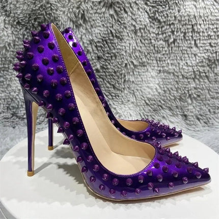 High Heels 12cm Pointed Shallow Rivet Heels - High Heels - Liyke - Mad Fly Essentials
