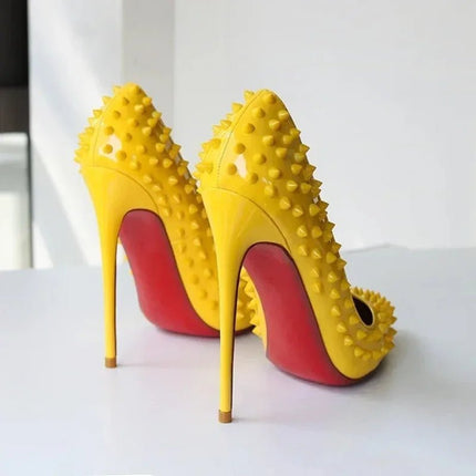 High Heels 12cm Pointed Shallow Rivet Heels - High Heels - Liyke - Mad Fly Essentials