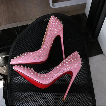 High Heels 12cm Pointed Shallow Rivet Heels - High Heels - Liyke - Mad Fly Essentials