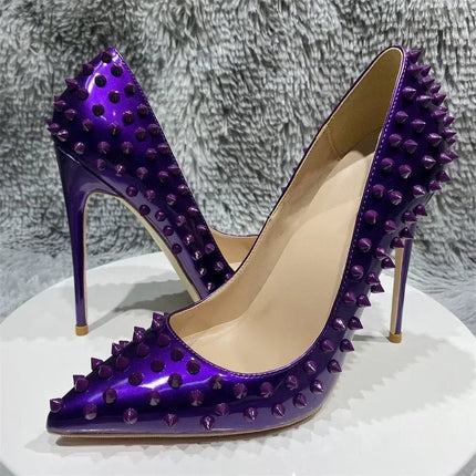 High Heels 12cm Pointed Shallow Rivet Heels - High Heels - Liyke - Mad Fly Essentials