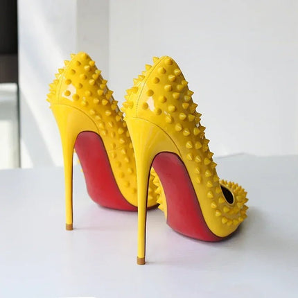 High Heels 12cm Pointed Shallow Rivet Heels - High Heels - Liyke - Mad Fly Essentials
