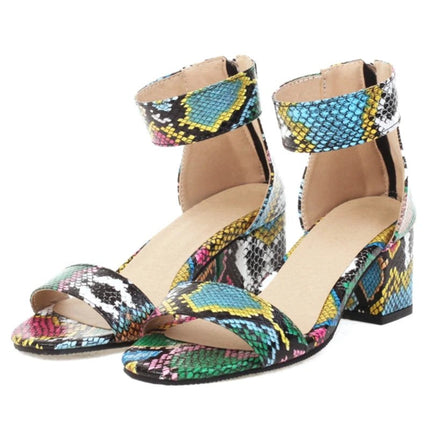 High Heels Boldees Women Rainbow Snakeskin Open Toe Heels - High Heels - Boldees - Mad Fly Essentials