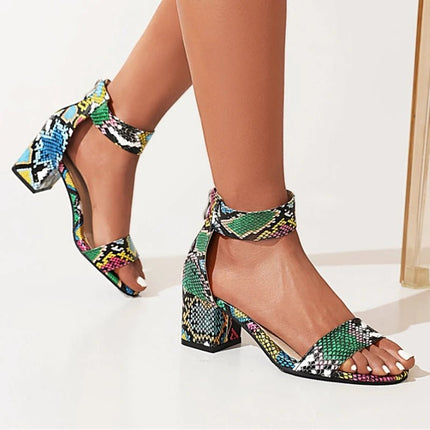 High Heels Boldees Women Rainbow Snakeskin Open Toe Heels - High Heels - Boldees - Mad Fly Essentials