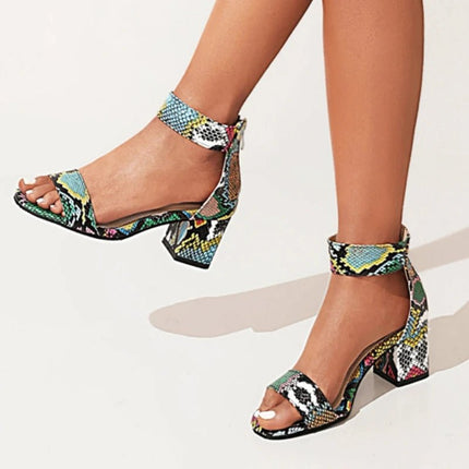 High Heels Boldees Women Rainbow Snakeskin Open Toe Heels - High Heels - Boldees - Mad Fly Essentials