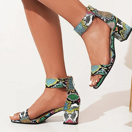 High Heels Boldees Women Rainbow Snakeskin Open Toe Heels - High Heels - Boldees - Mad Fly Essentials