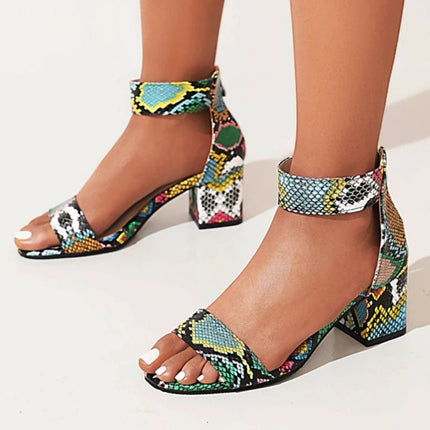 High Heels Boldees Women Rainbow Snakeskin Open Toe Heels - High Heels - Boldees - Mad Fly Essentials