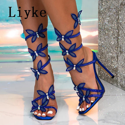 High Heels Fashion Women Rhinestone Crystal Butterfly Party Shoes - High Heels - maogu - Mad Fly Essentials