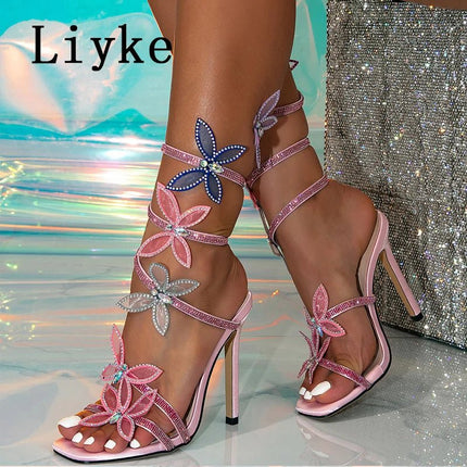 High Heels Fashion Women Rhinestone Crystal Butterfly Party Shoes - High Heels - maogu - Mad Fly Essentials