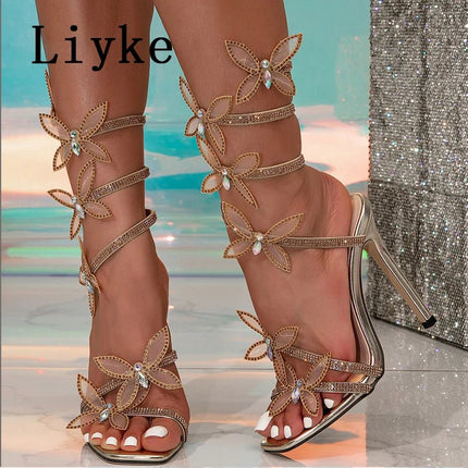High Heels Fashion Women Rhinestone Crystal Butterfly Party Shoes - High Heels - maogu - Mad Fly Essentials