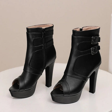 High Heels Women Block Roman Peep Toe Sandals - High Heels - Nibber - Mad Fly Essentials