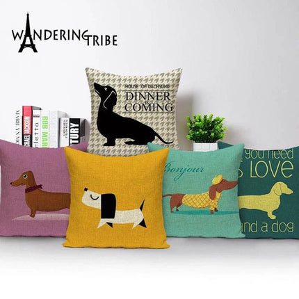 Home Dog Dachshund 45X45cm Pillowcase Sofa Throw Pillow - Mad Fly Essentials