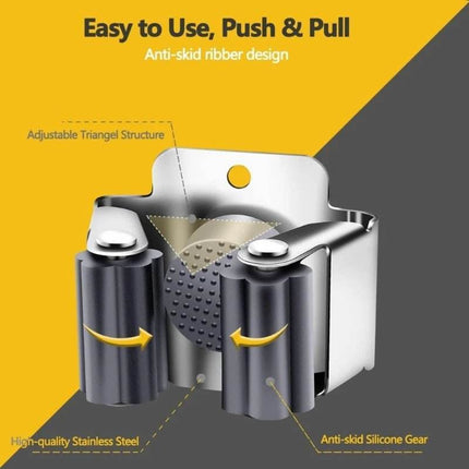 Home Mop 4pc Wall Mounted Broom Rack Cleaning Hacks - Cleaning Hacks - BES - Mad Fly Essentials