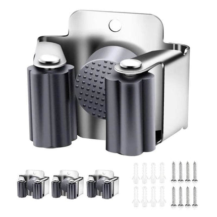 Home Mop 4pc Wall Mounted Broom Rack Cleaning Hacks - Cleaning Hacks - BES - Mad Fly Essentials