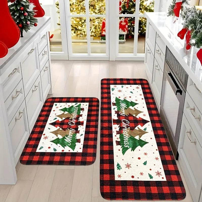 Home Seasonal Red Plaid Floor Mat Christmas Decor - Christmas Decor - Retro Rugs - Mad Fly Essentials