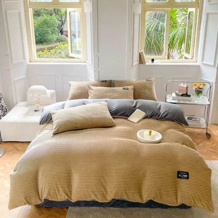 Home Solid Velvet Cover Bedding Duvet Set - Duvet Set - Home Deluxe - Mad Fly Essentials