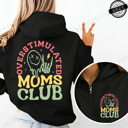 Hoodies Funny Overstimulated Moms Club Pullovers - Hoodies - MusLotus - Mad Fly Essentials