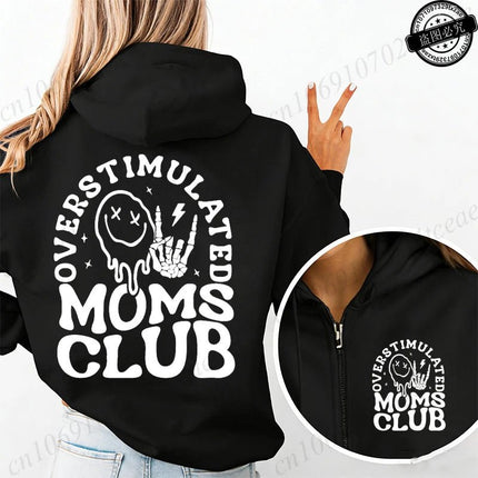 Hoodies Funny Overstimulated Moms Club Pullovers - Hoodies - MusLotus - Mad Fly Essentials