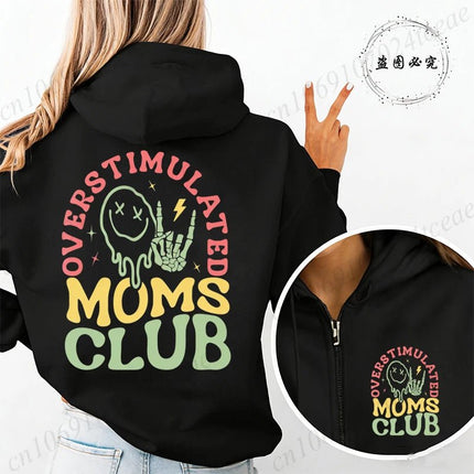 Hoodies Funny Overstimulated Moms Club Pullovers - Hoodies - MusLotus - Mad Fly Essentials