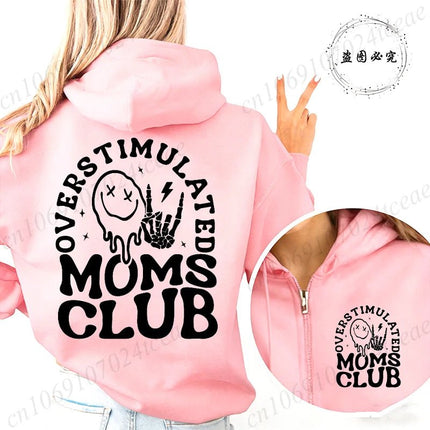 Hoodies Funny Overstimulated Moms Club Pullovers - Hoodies - MusLotus - Mad Fly Essentials