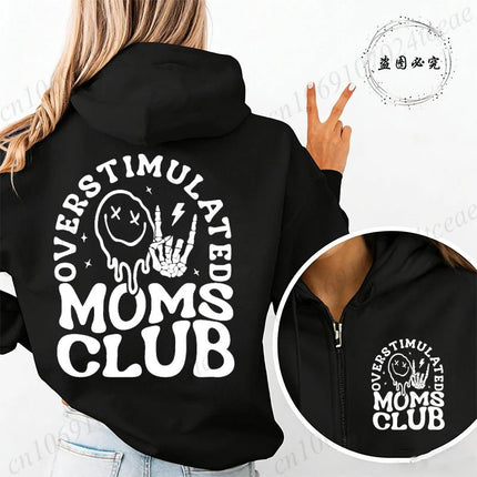 Hoodies Funny Overstimulated Moms Club Pullovers - Hoodies - MusLotus - Mad Fly Essentials