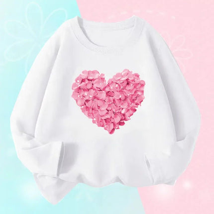 Hoodies Girls Long Heart Kids Graphic Tee Tops - Hoodies - Lolocee - Mad Fly Essentials
