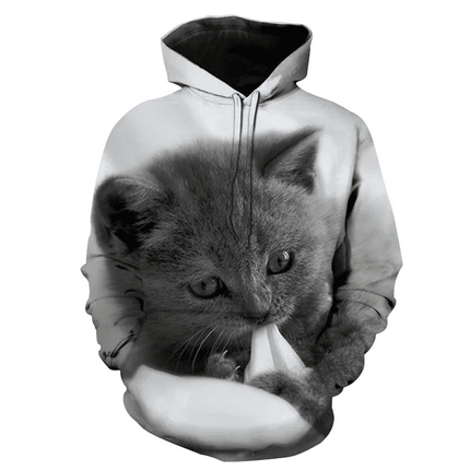 Hoodies Men Funny Animals 3D Cat Long Pullover - Hoodies - heatboywade - Mad Fly Essentials