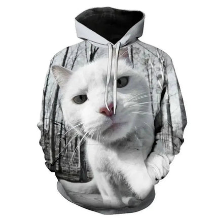 Hoodies Men Funny Animals 3D Cat Long Pullover - Hoodies - heatboywade - Mad Fly Essentials